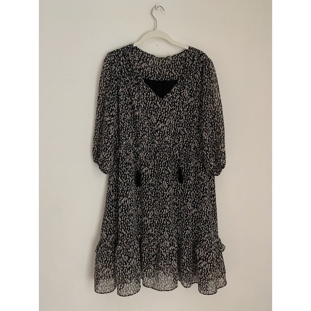 Soft Surroundings Vacation Hazel Dress Sz PL Ruffled Tassels Metallic Thread